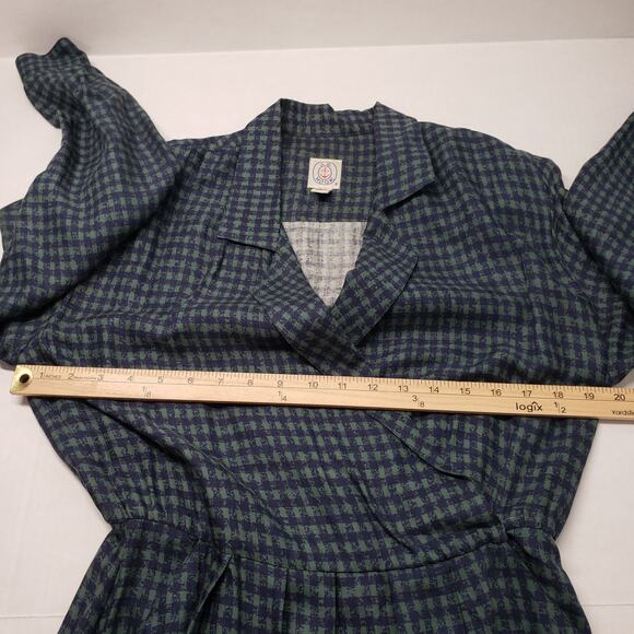 Vintage J.G. Hook Maxi Dress Womens 6 Green Plaid Gingham Equestrian Preppy Hunt - Picture 4 of 16